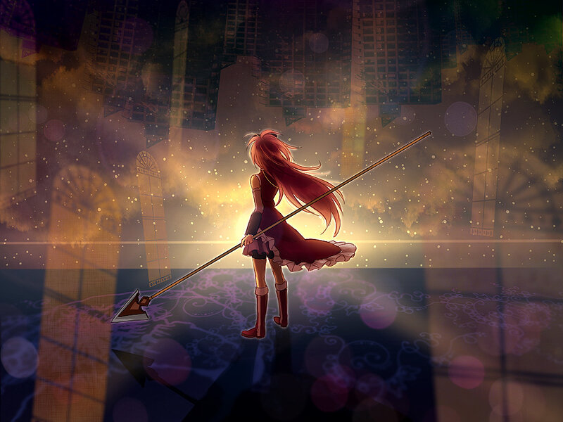 Red-haired girl with spear