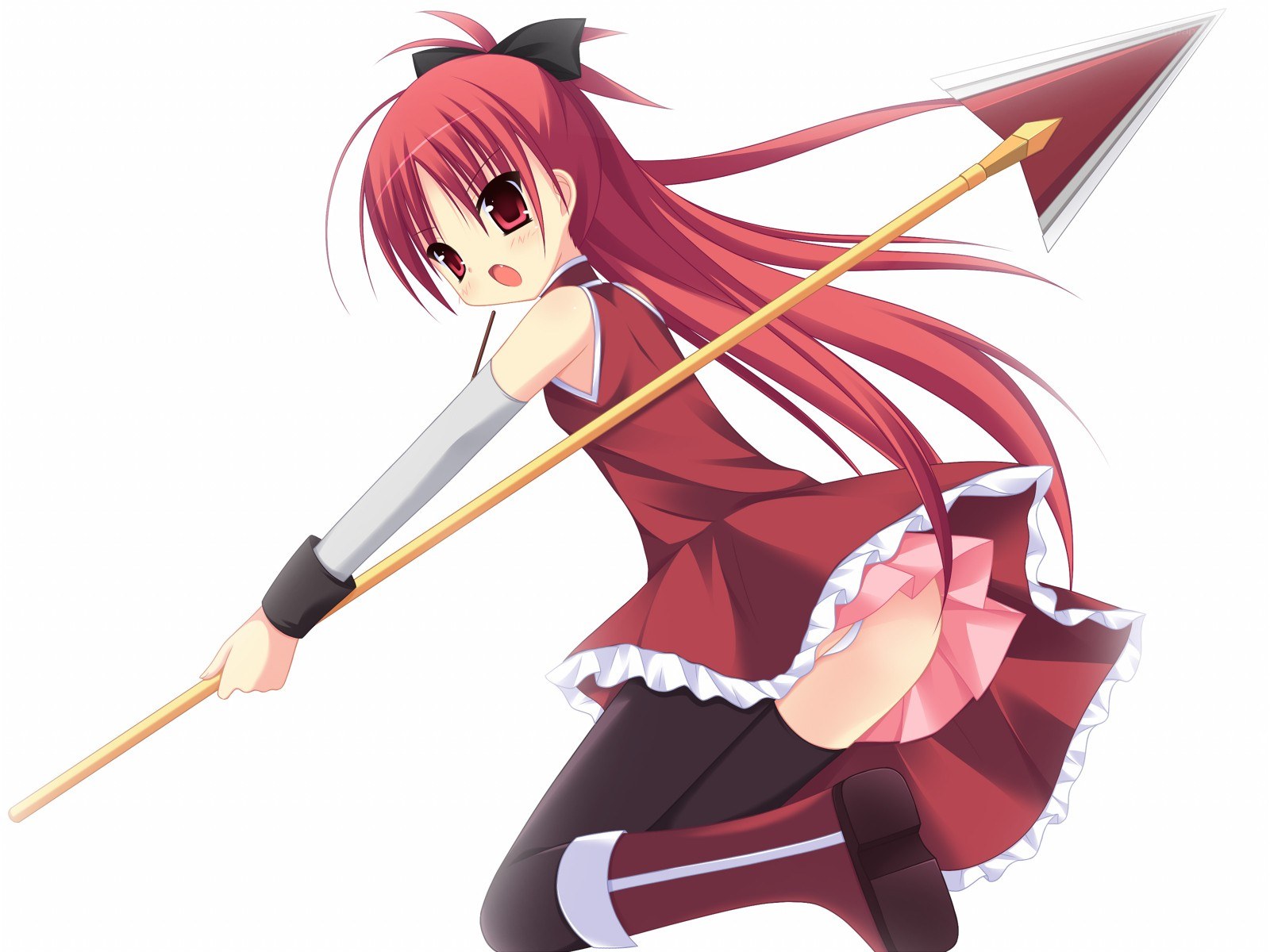 red-haired girl with spear