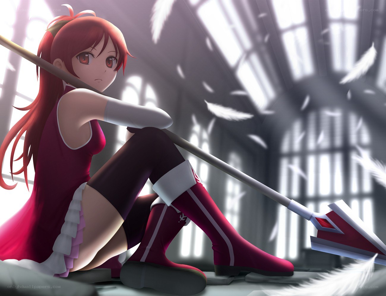 Red-haired girl with spear