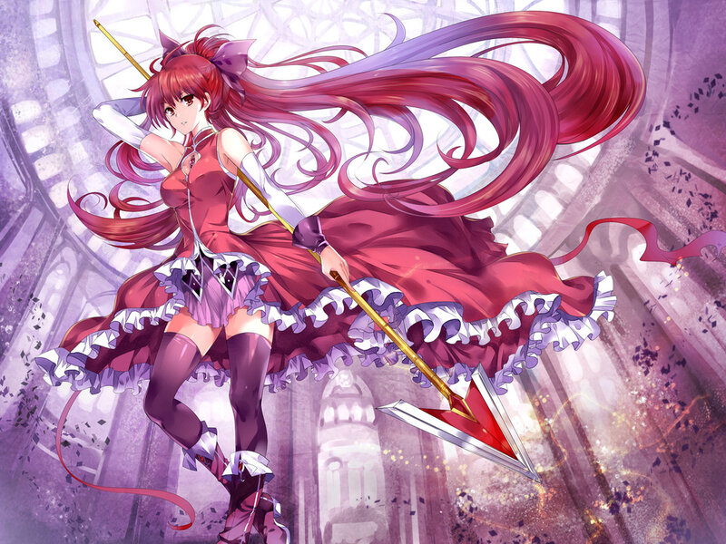 Red-haired Girl with Spear — Purple, Dramatic