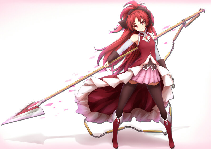 Red-haired Girl with Spear — Red, Dynamic, Anime