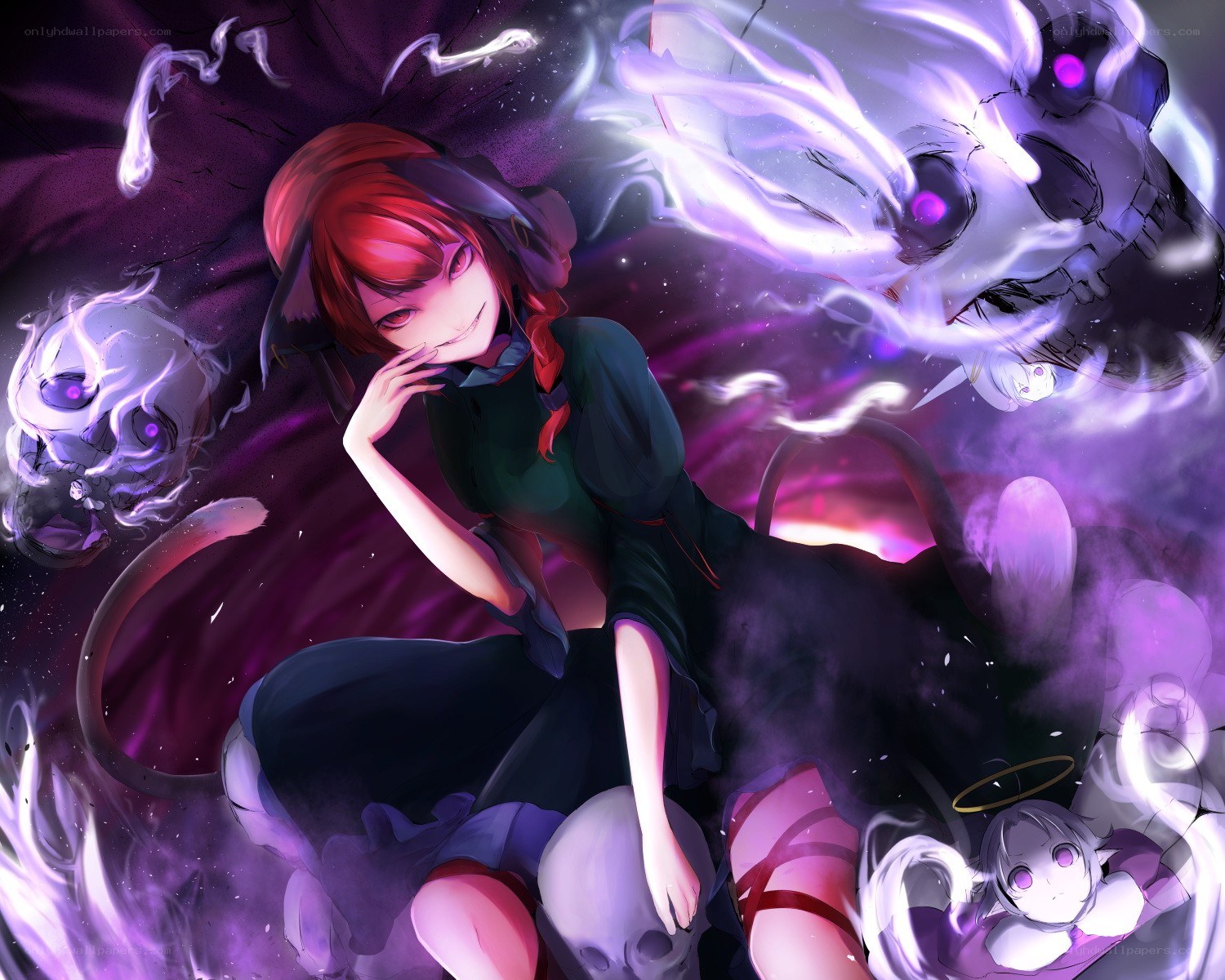 Red-haired girl with spirits