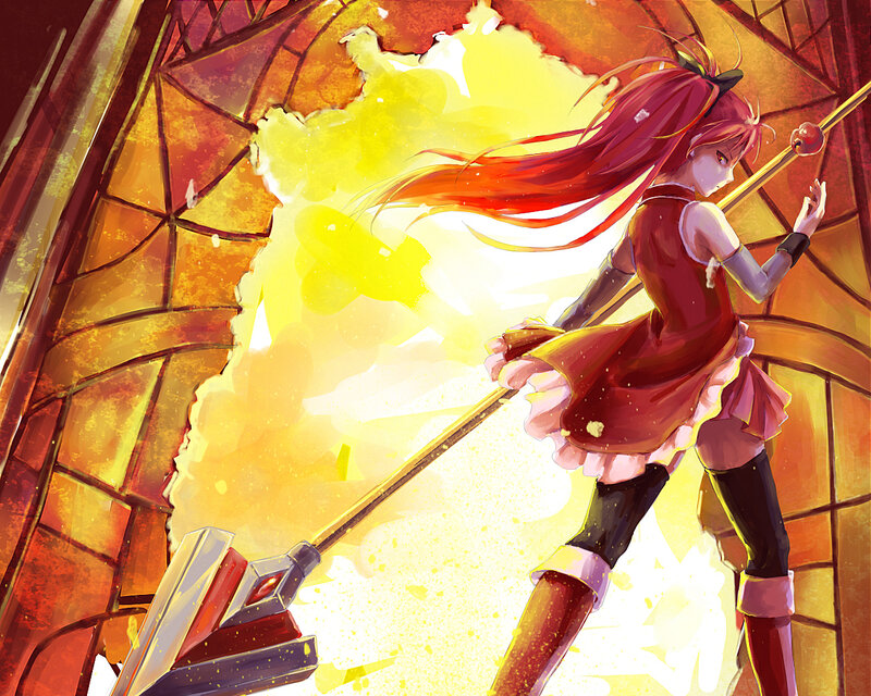 Red-haired girl with staff