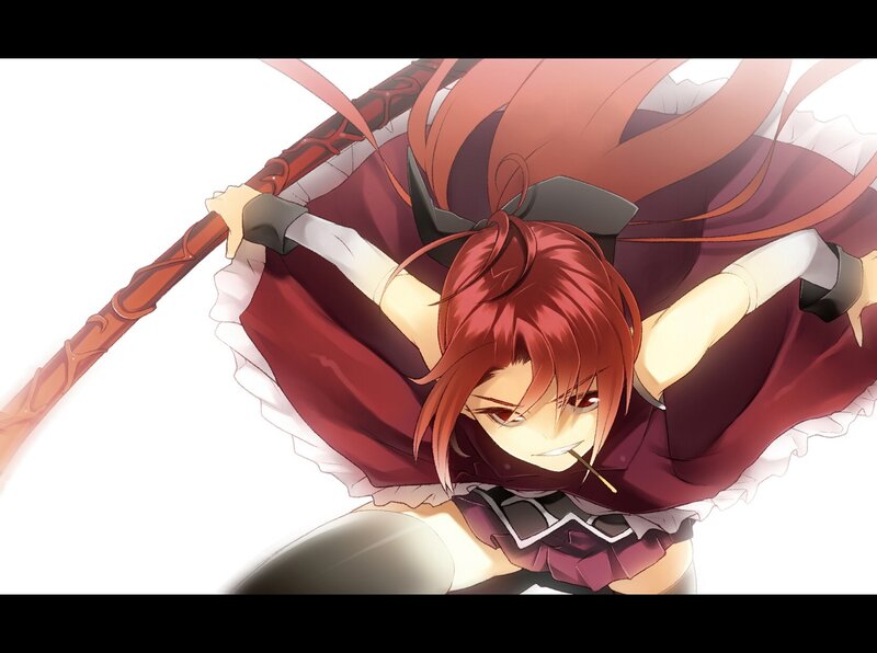Red-haired Girl with Staff — Red, Dramatic, Anime, Sword