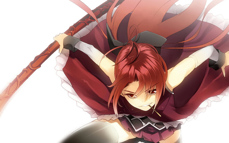 Red-haired Girl with Staff — Red, Dramatic, Anime