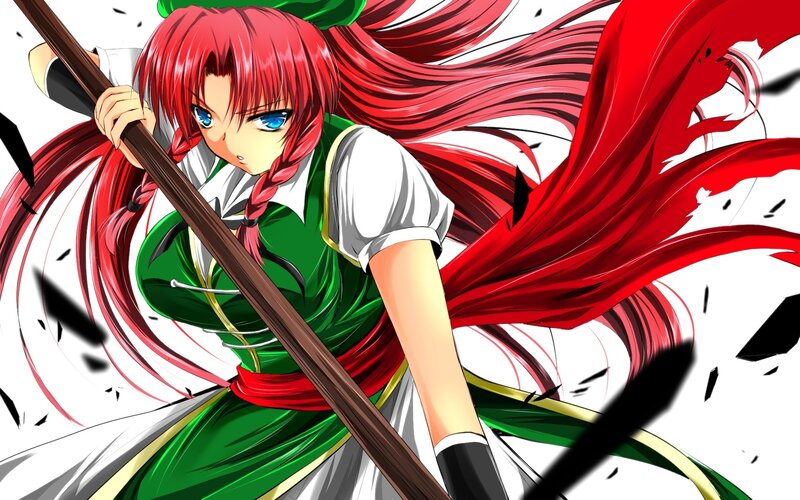 Red-haired Girl with Staff — Red, Dynamic, Intense
