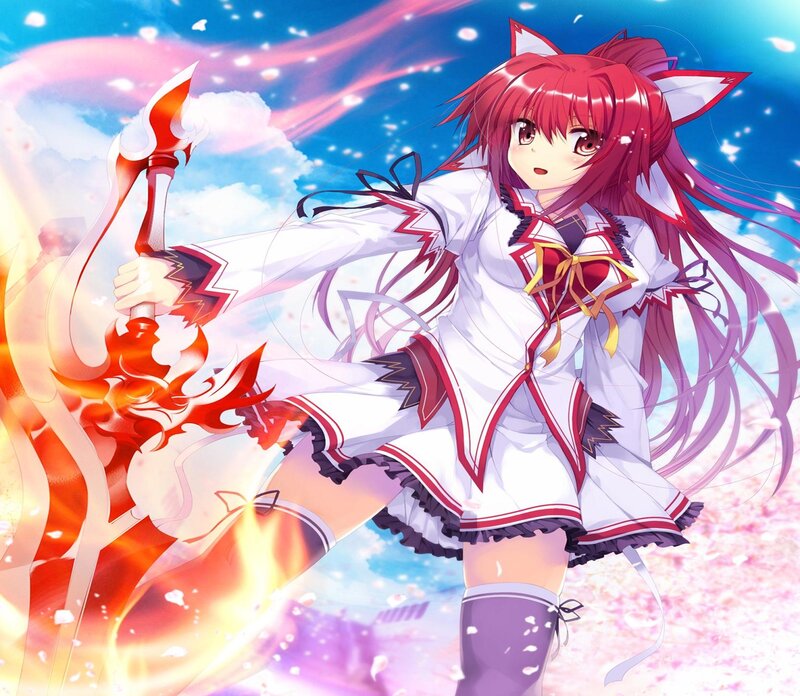 Red-haired Girl with Staff — White