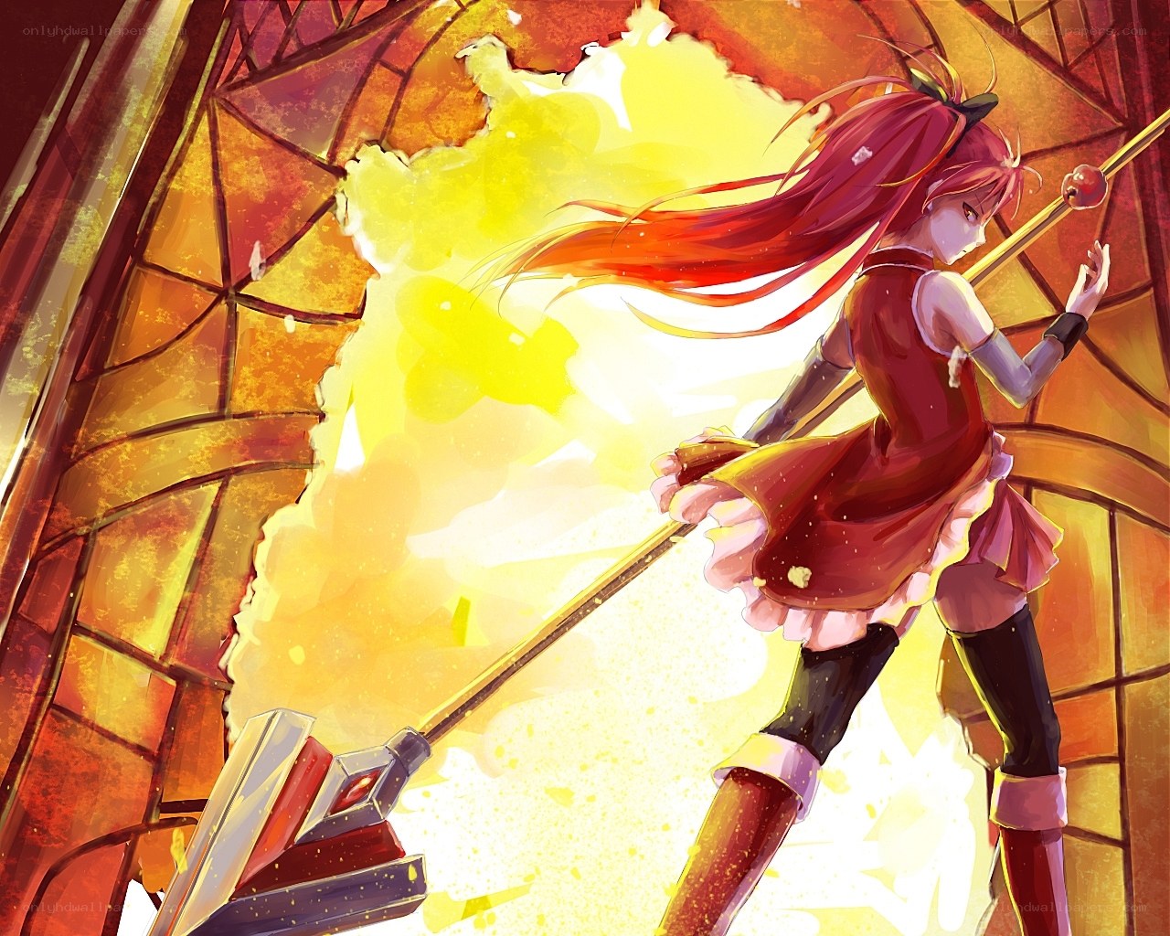 Red-haired girl with staff