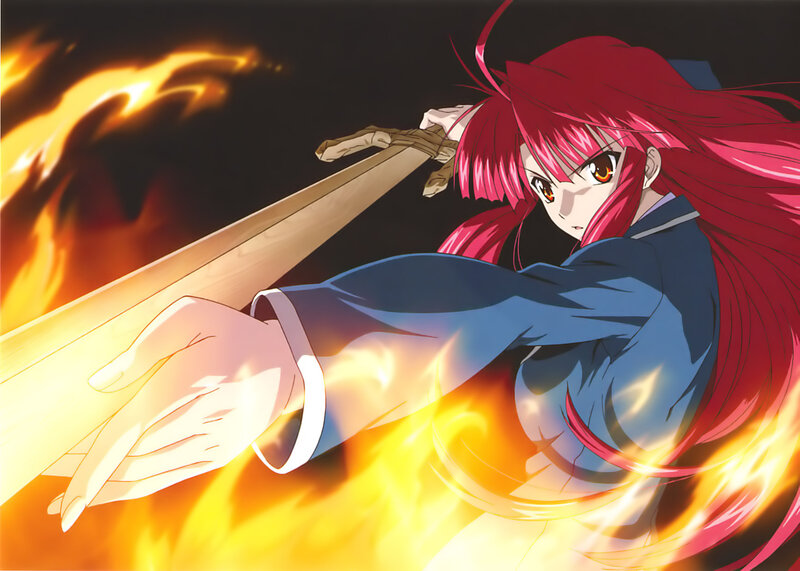 red-haired girl with sword