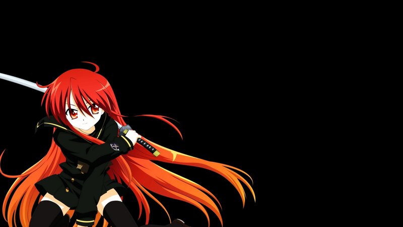 Red-haired Girl with Sword — Black, Dramatic, Anime, School Uniform