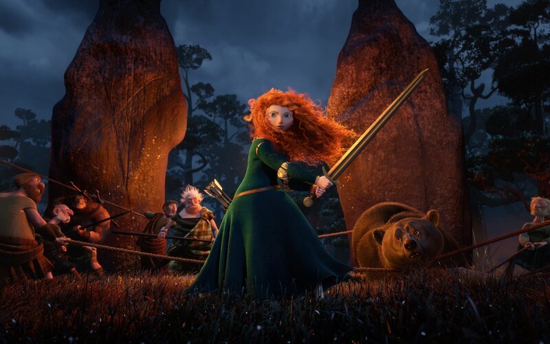 Red-haired Girl with Sword — Green, Dramatic, Night, 3d Render