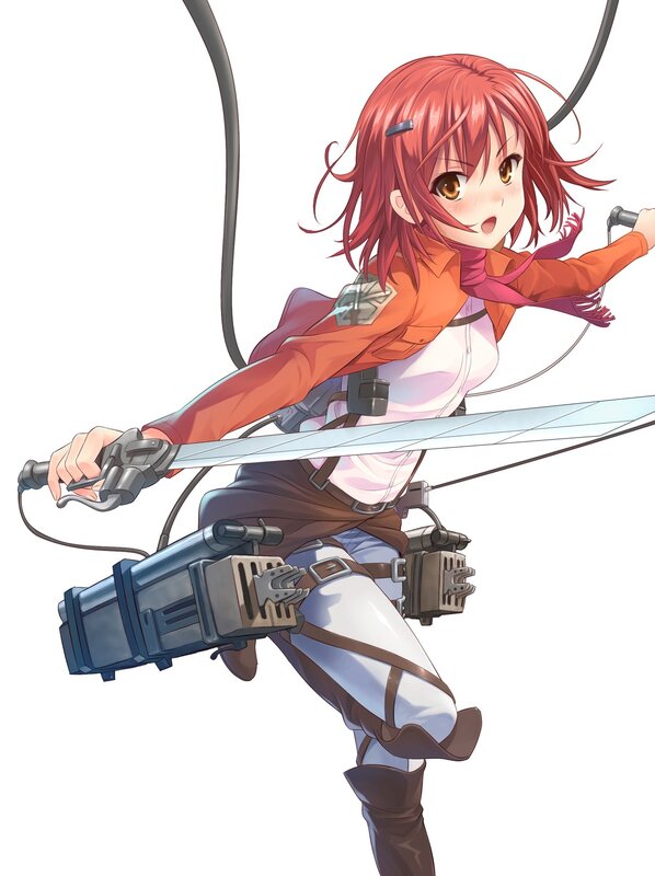 Red-haired Girl with Sword — Red, Action, Anime, Titan Gear