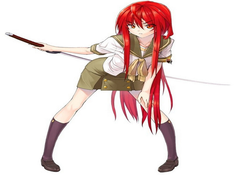 Red-haired Girl with Sword — Red, Determined