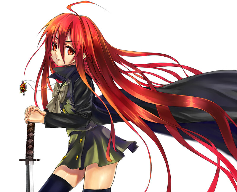 Red-haired Girl with Sword — Red, Dramatic, Anime, Cape