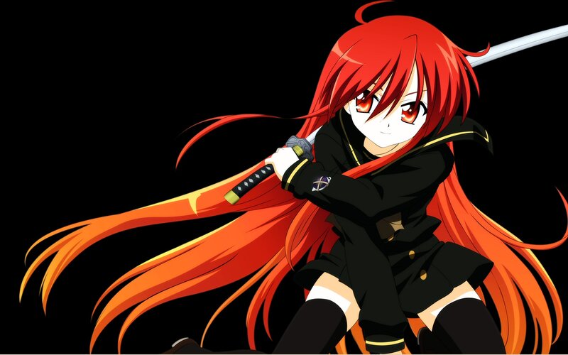 Red-haired Girl with Sword — Red, Dramatic, Anime, Long Hair