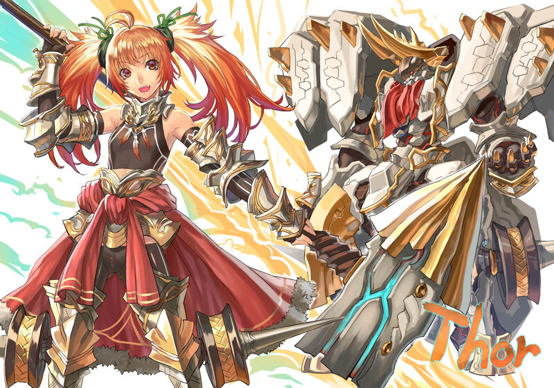 Red-haired Girl with Sword — Red, Dramatic, Anime, Robot