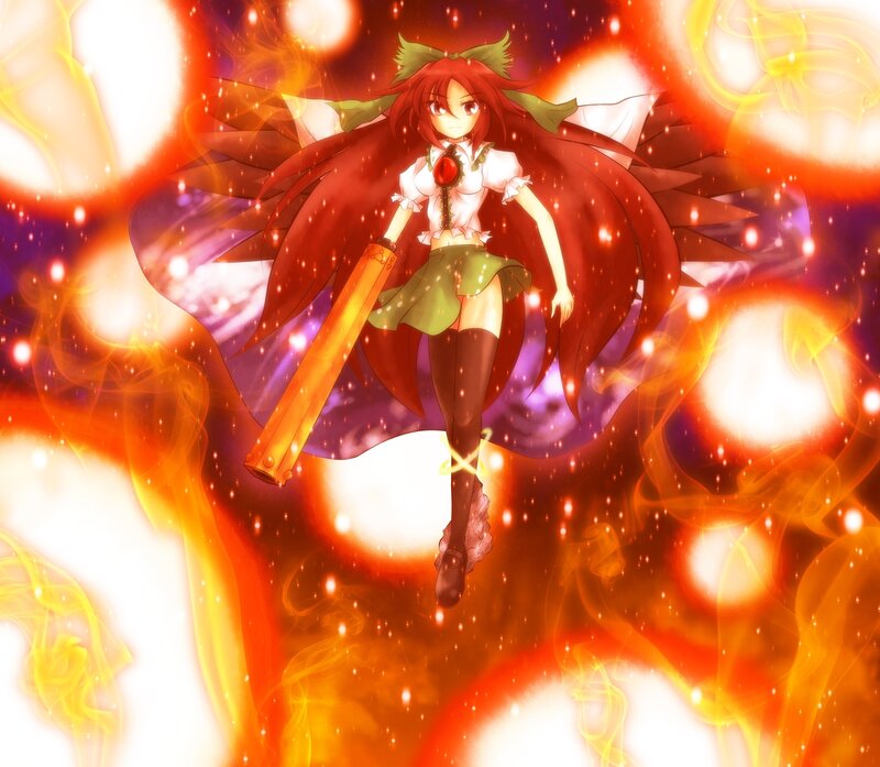 Red-haired Girl with Sword — Red, Dramatic, Anime, Wings