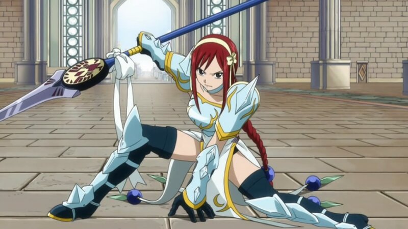 Red-haired Girl with Sword — White, Determined