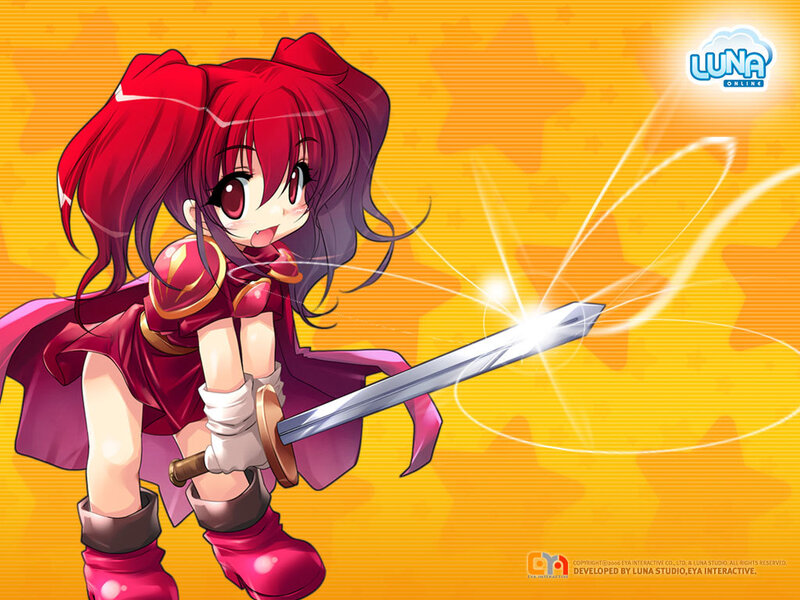Red-haired Girl with Sword — Yellow, Energetic