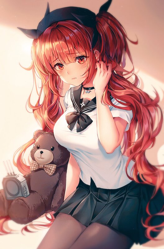 Red-haired Girl with Teddy Bear — Red