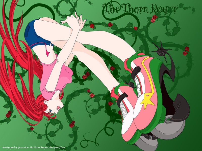 Red-haired girl with thorn reaper