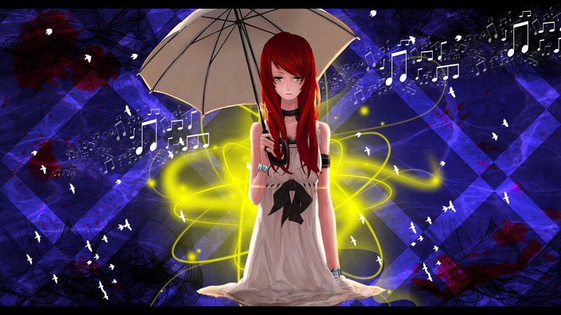 Red-haired Girl with Umbrella — Blue