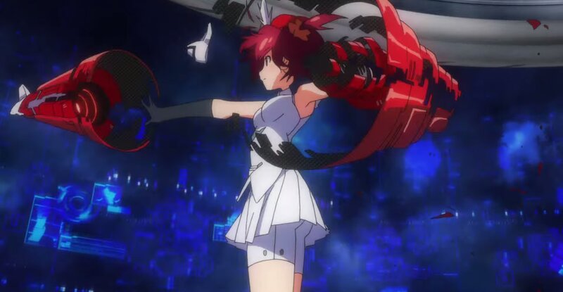 Red-haired Girl with Weapon — Blue, Dramatic