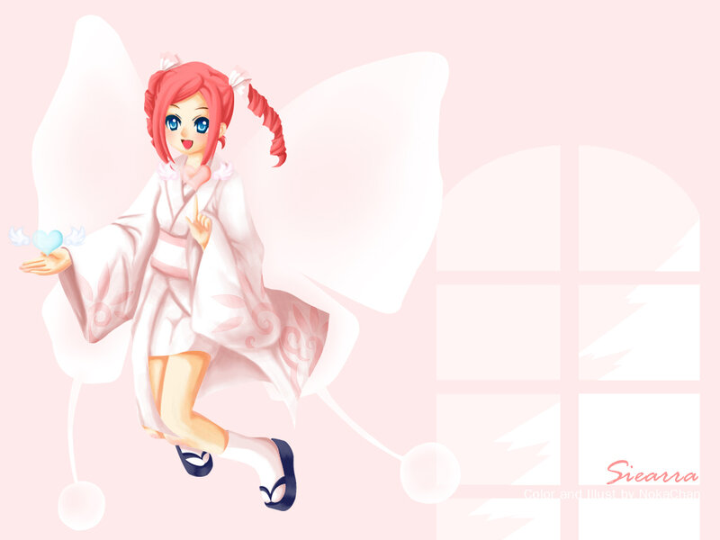 Red-haired Girl with Wings — Pink, Cheerful