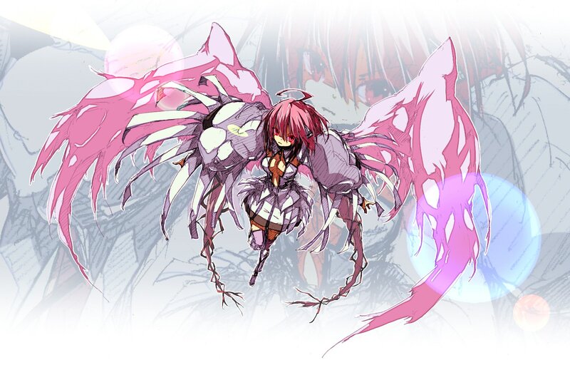Red-haired Girl with Wings — Pink, Dramatic