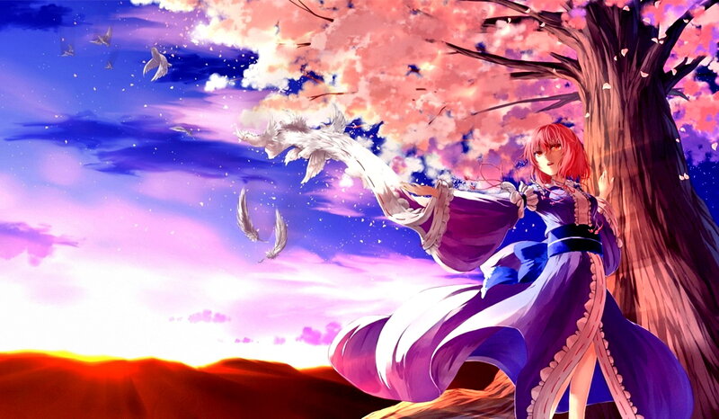 Red-haired Girl with Wings — Purple, Dramatic