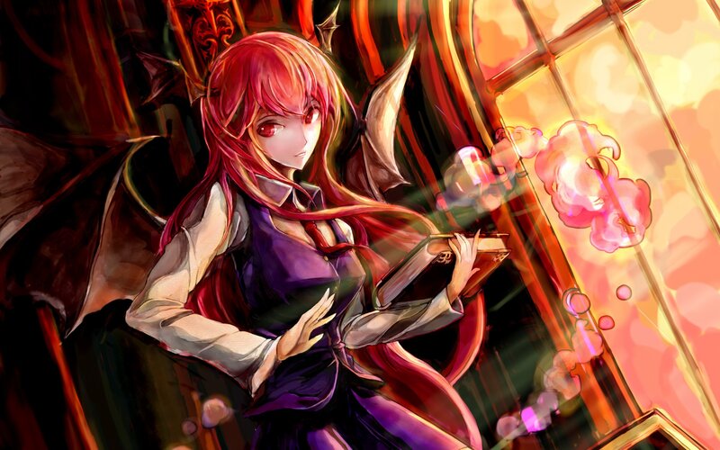 Red-haired Girl with Wings — Red, Dramatic, Anime, Book, Magic