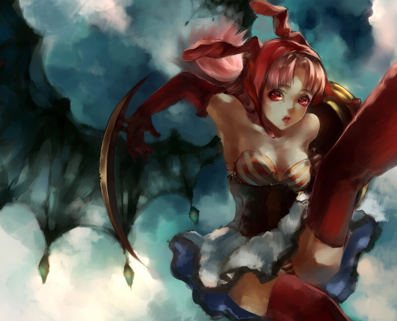Red-haired Girl with Wings — Red, Dramatic, Digital Art, Skirt