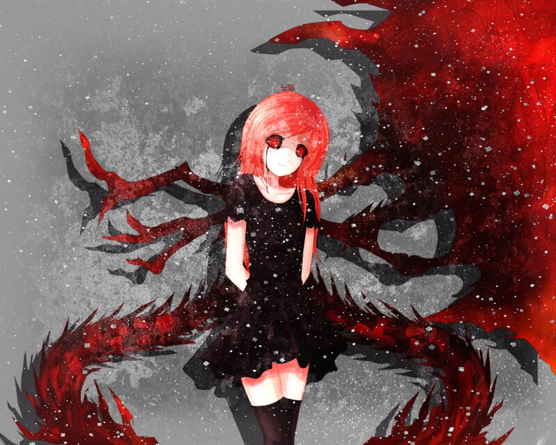 Red-haired Girl with Wings — Red, Dramatic, Digital Art, Snow