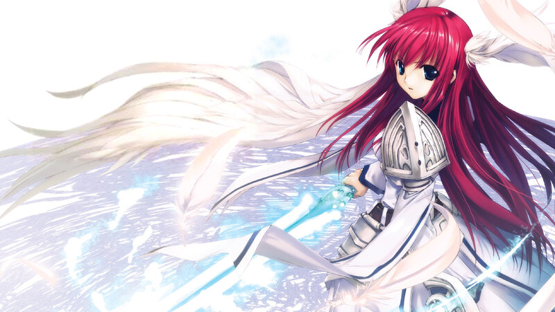 Red-haired Girl with Wings — White, Dramatic