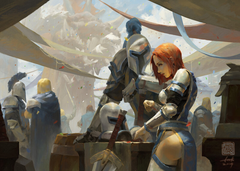 Red-haired Knight in Armor — Blue