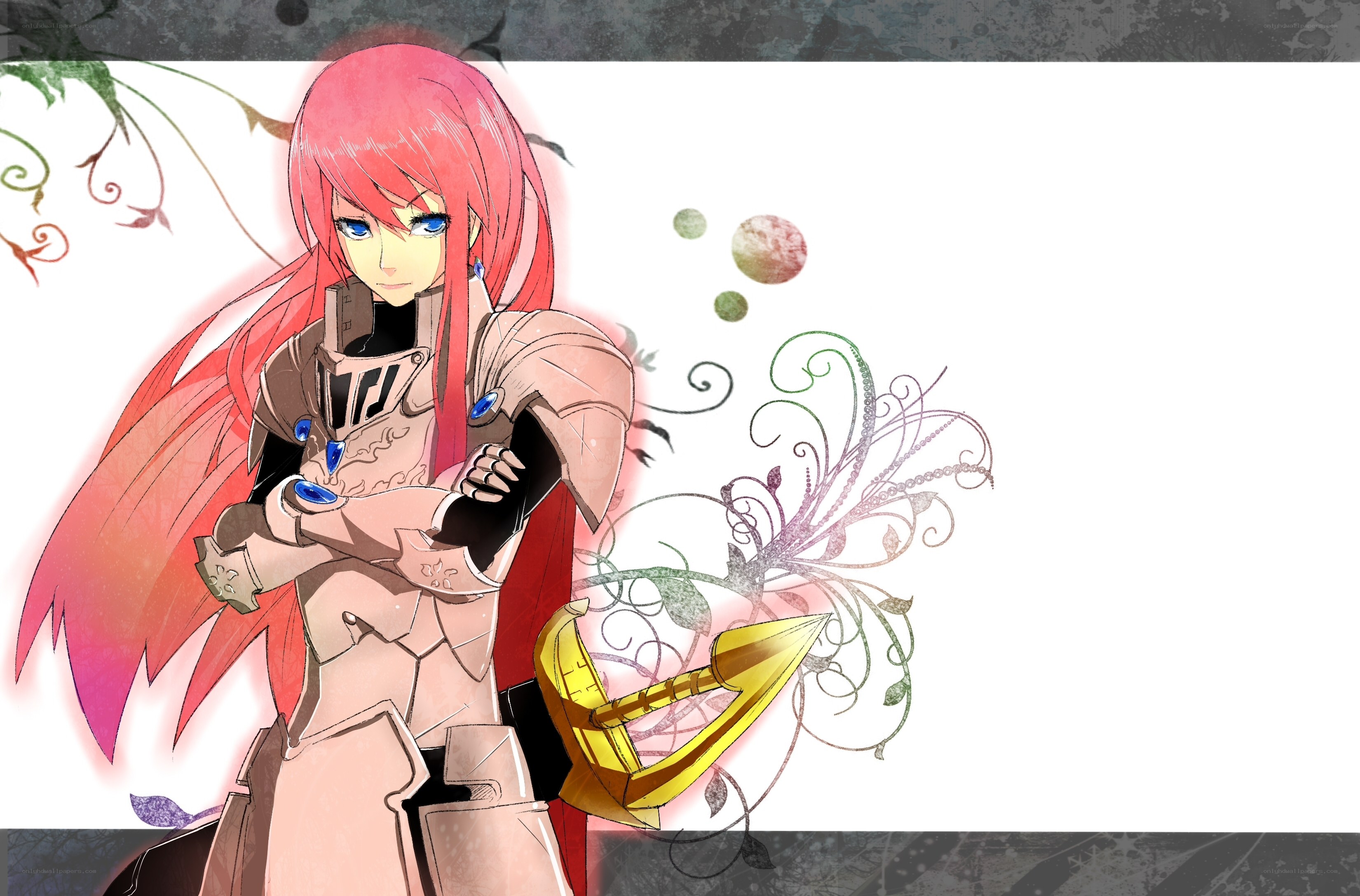 red-haired knight with golden weapon