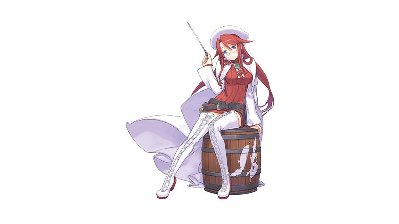 red-haired mage on a barrel