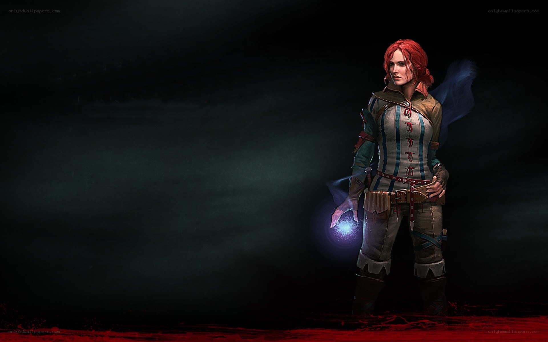 red-haired mage with glowing orb