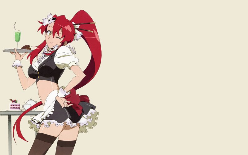 Red-haired Maid Anime Girl — Red