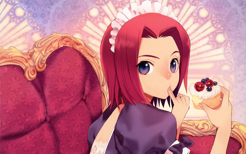 Red-haired Maid Eating Cupcake — Red