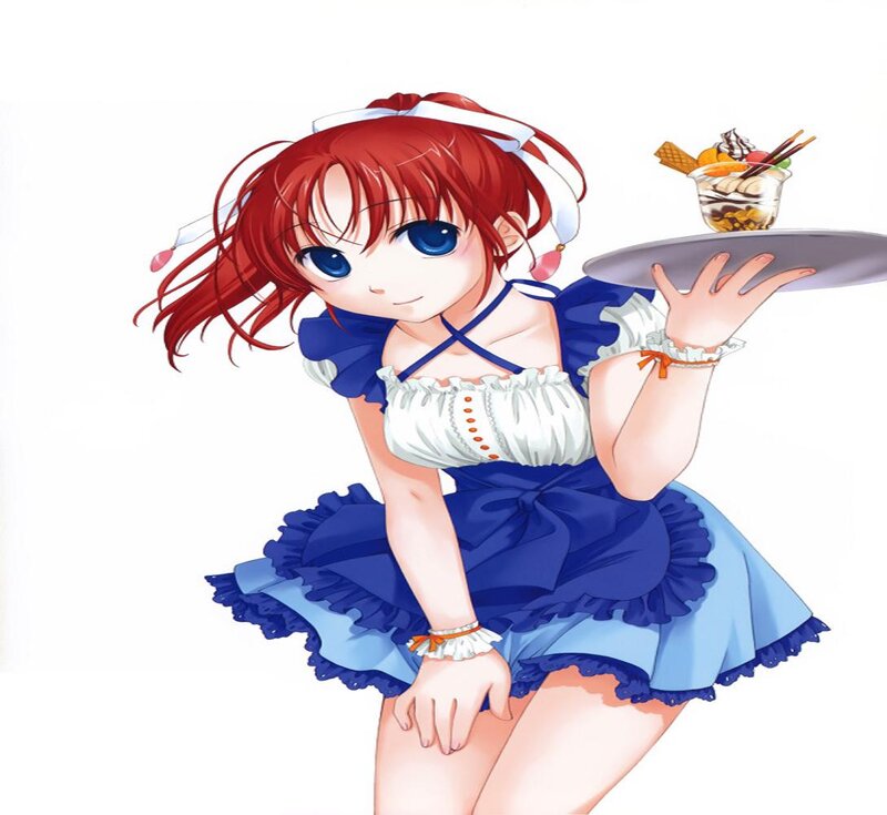 Red-haired Maid Holding Dessert