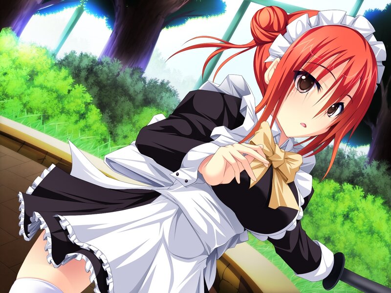 red-haired maid in garden