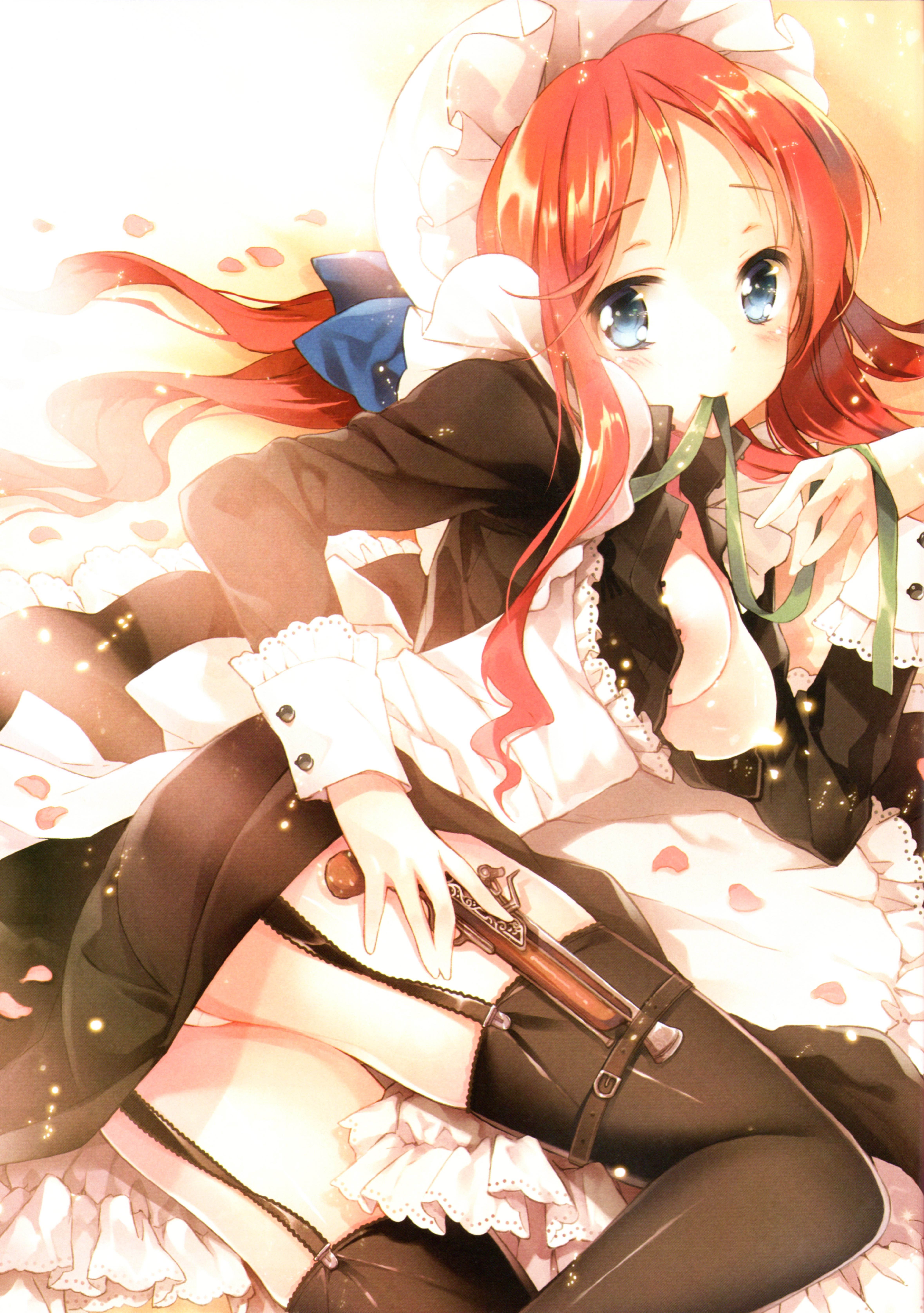 Red-haired maid with gun