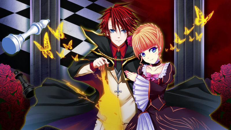 Red-haired Man and Blonde Woman — Black, Dramatic