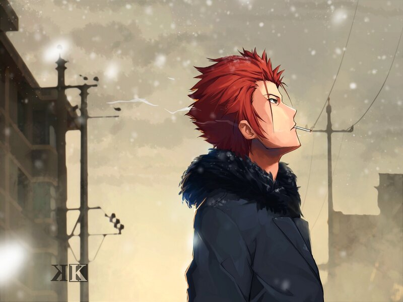 Red-haired Man Smoking