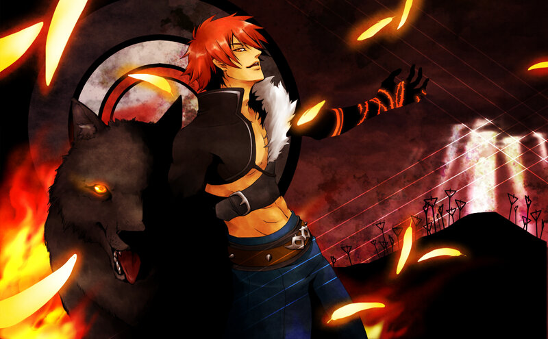 Red-haired Man with Wolf