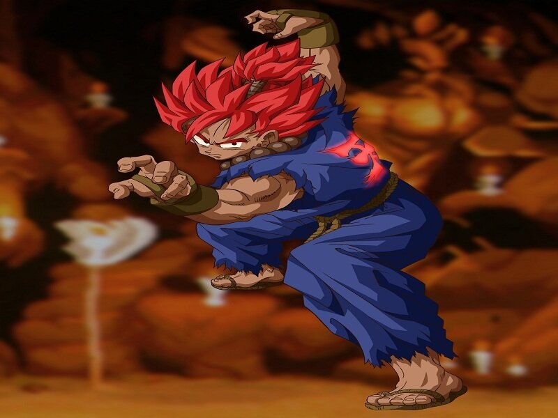 red-haired martial artist in action