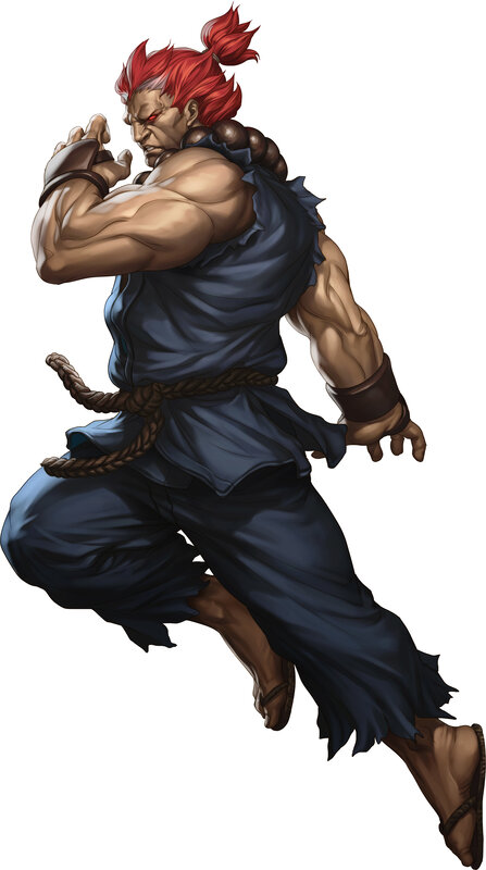 Red-haired martial artist in action