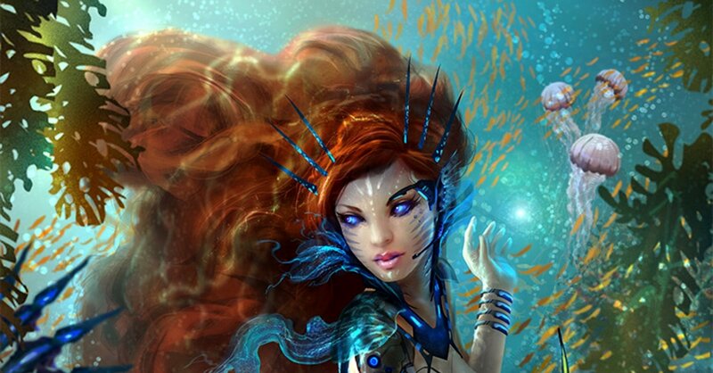 Red-haired Mermaid in Ocean