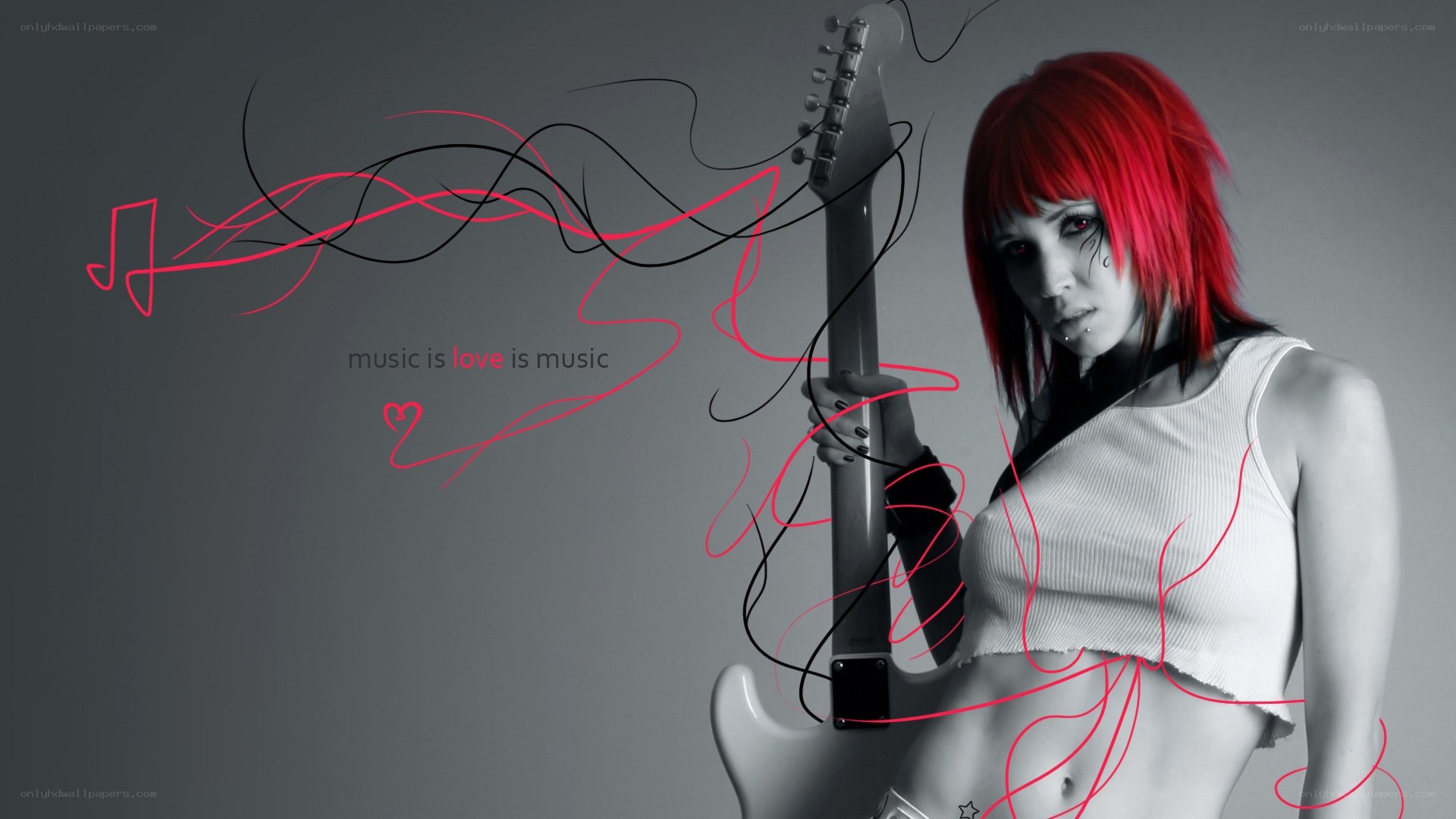 Red-haired musician with guitar
